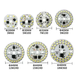 1pcs AC220V LED module PCB plate 2835 SMD blub Lamp cob Chip 3w 5w 7w 9w 12w 15w 18w Smart IC light panel 220v White 6000-6500K
