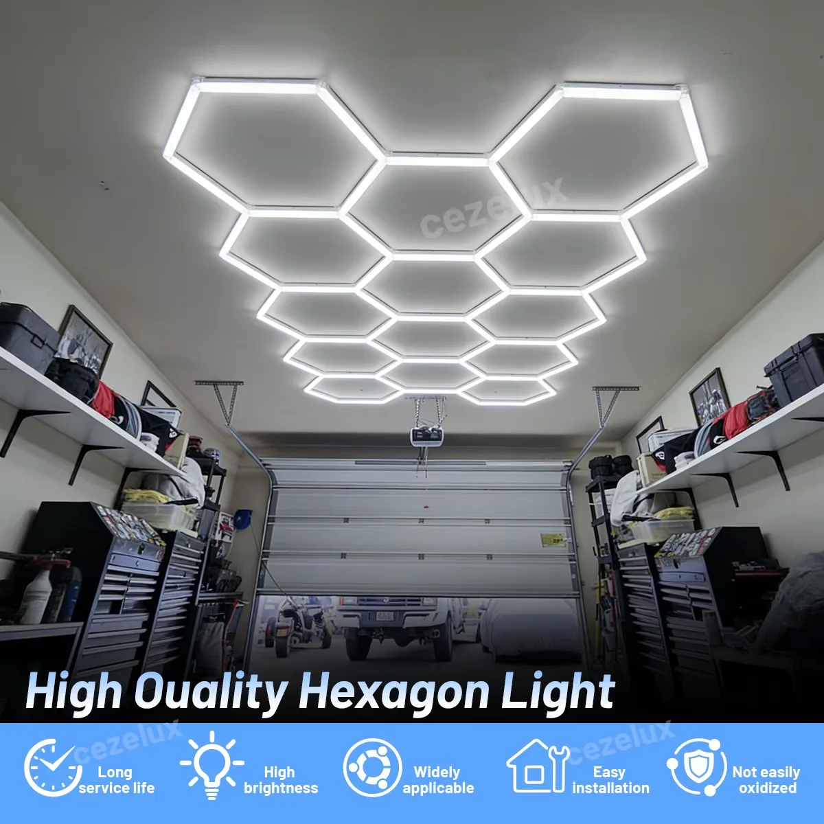 

Светодиодный потолочный светильник Hexagon Honeycomb LED для гаража, 5500K-6000K, 85-265В, для детейлинга автомобилей, парикмахерских, спортзалов, автомоек