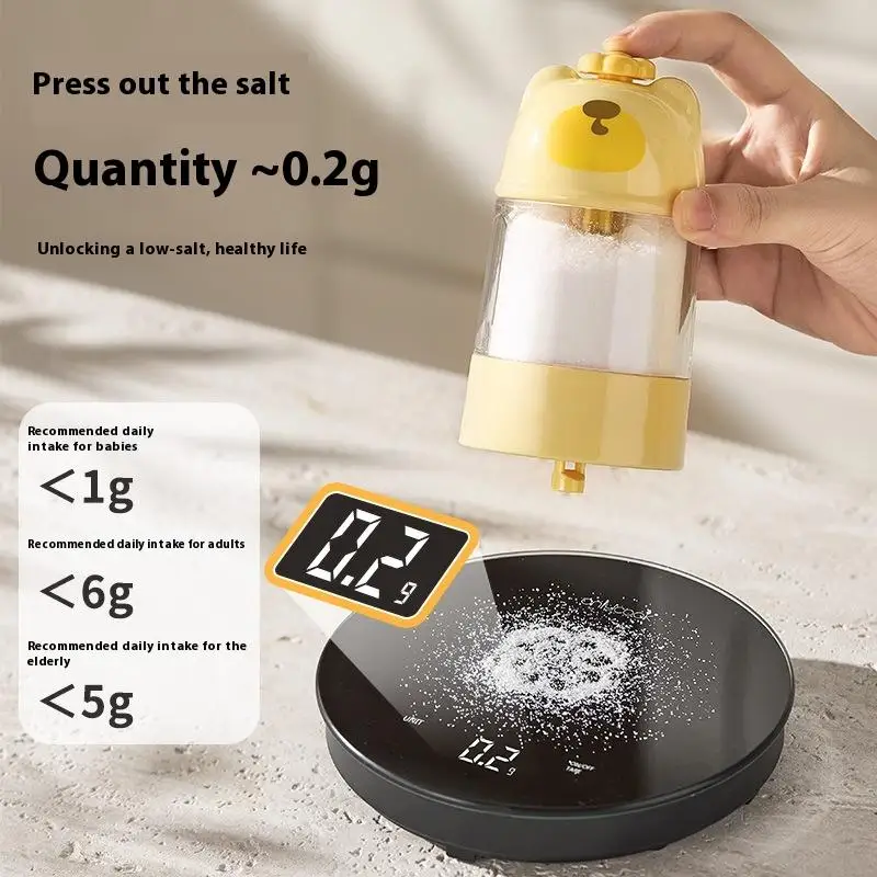 0.2g Quantitative Salt Bottle Push Type Salt Dispenser Metering Sugar Bottle Moisture-proof Quantitative Salt Shaker Canister