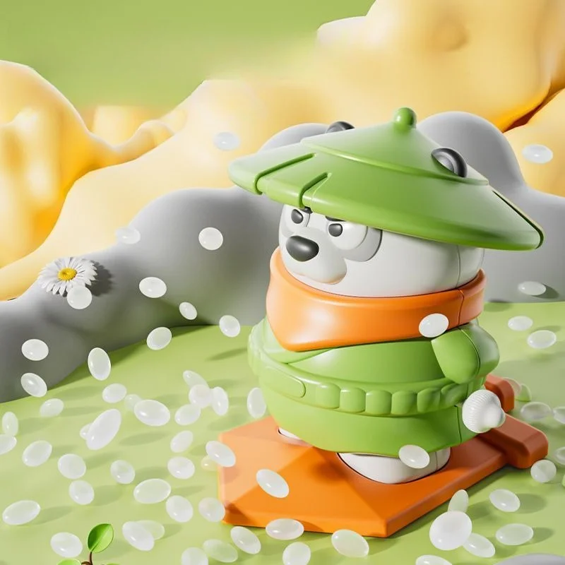 4 pçs novo dos desenhos animados bonito panda herói brinquedo de corda engraçado oscilação girar crianças toya fidget colecionáveis da criança crianças brinquedos coletar presente