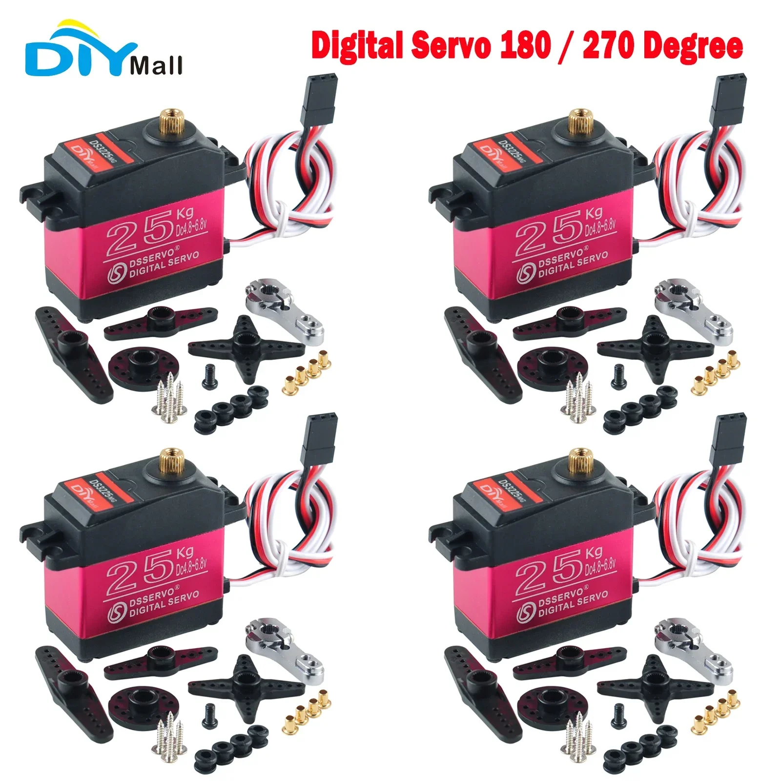 

Цифровой сервопривод 25 кг, полностью металлический, IP66 водонепроницаемый, для радиоуправляемых машин 1:8, 1:10, 1:12, краулеров, роботов, 180/270 градусов, высокая точность