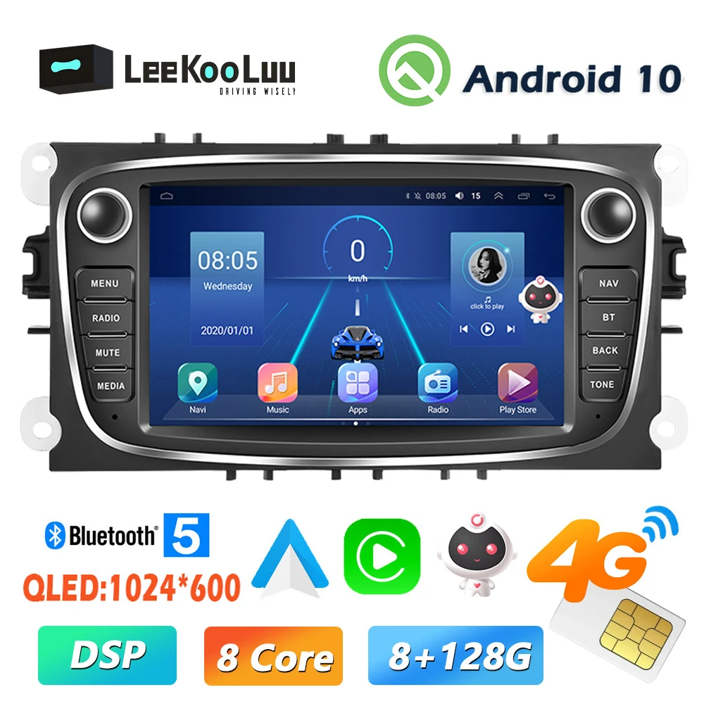 

LeeKooLuu Android 9.1 Car Radio GPS 2 Din Multimedia Player 7'' Auto Radio Carplay For Ford Focus S-Max Mondeo 9 Galaxy C-Max