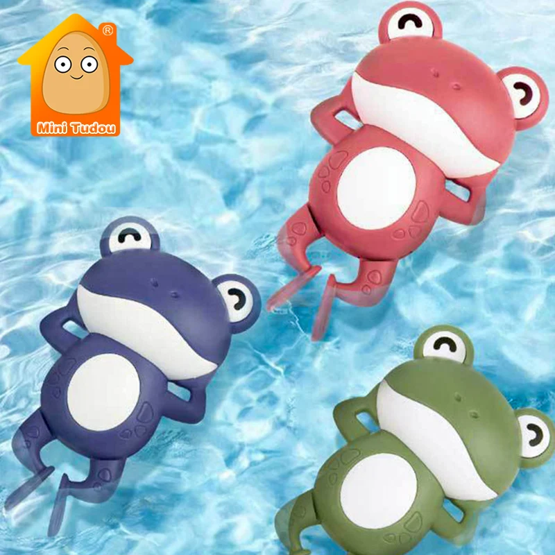 Baby Bath Toy Summer Swimming Frog Clockwork Play Water Bathroom Bathing Pool Cartoon Animal Educational Toys For Children Gift
