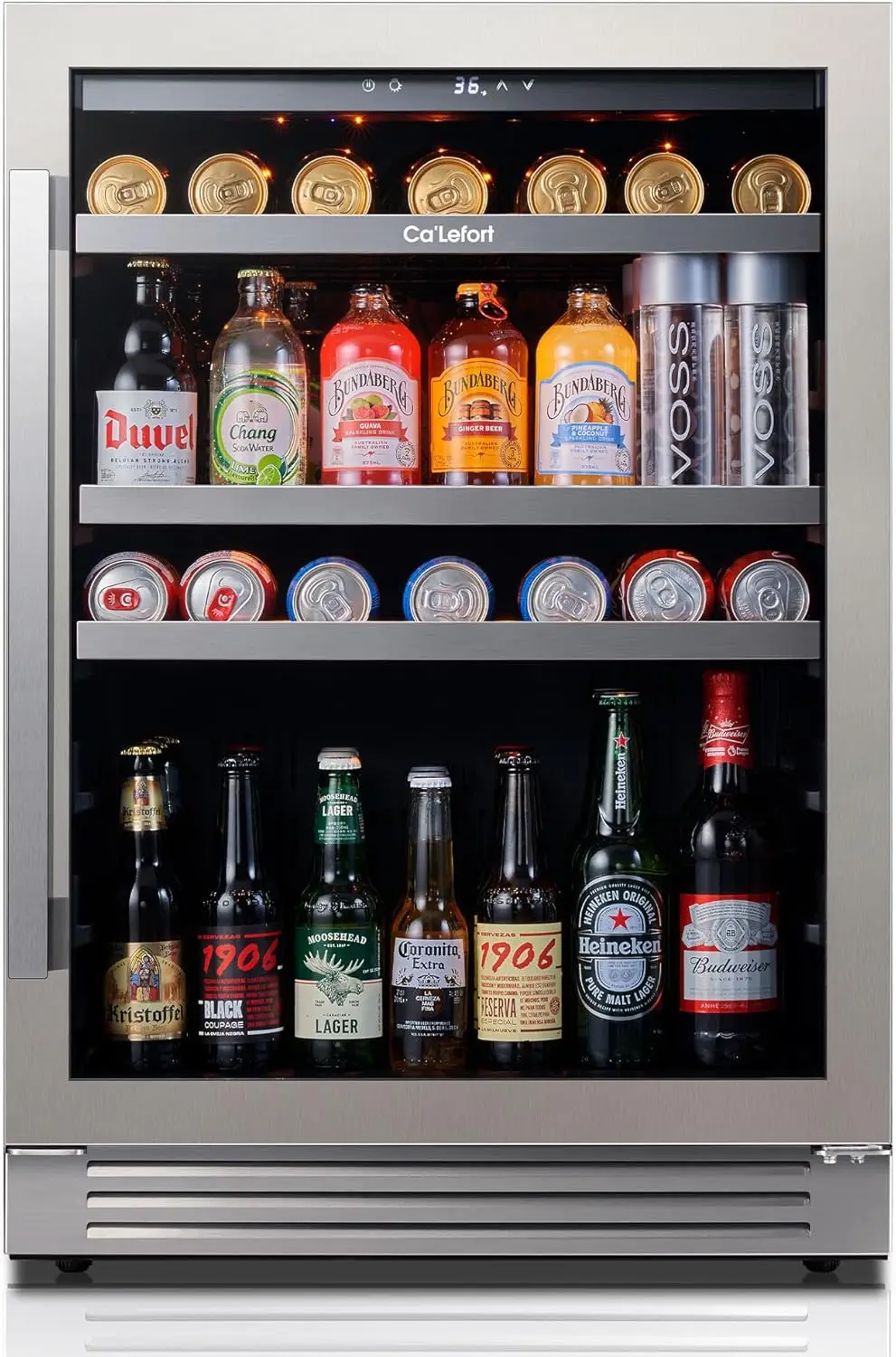 

24 Inch Beverage Refrigerator - 180 Can Beverage Fridge with 34°-54°F, Built in or Freestanding Beverage Cooler with Glass