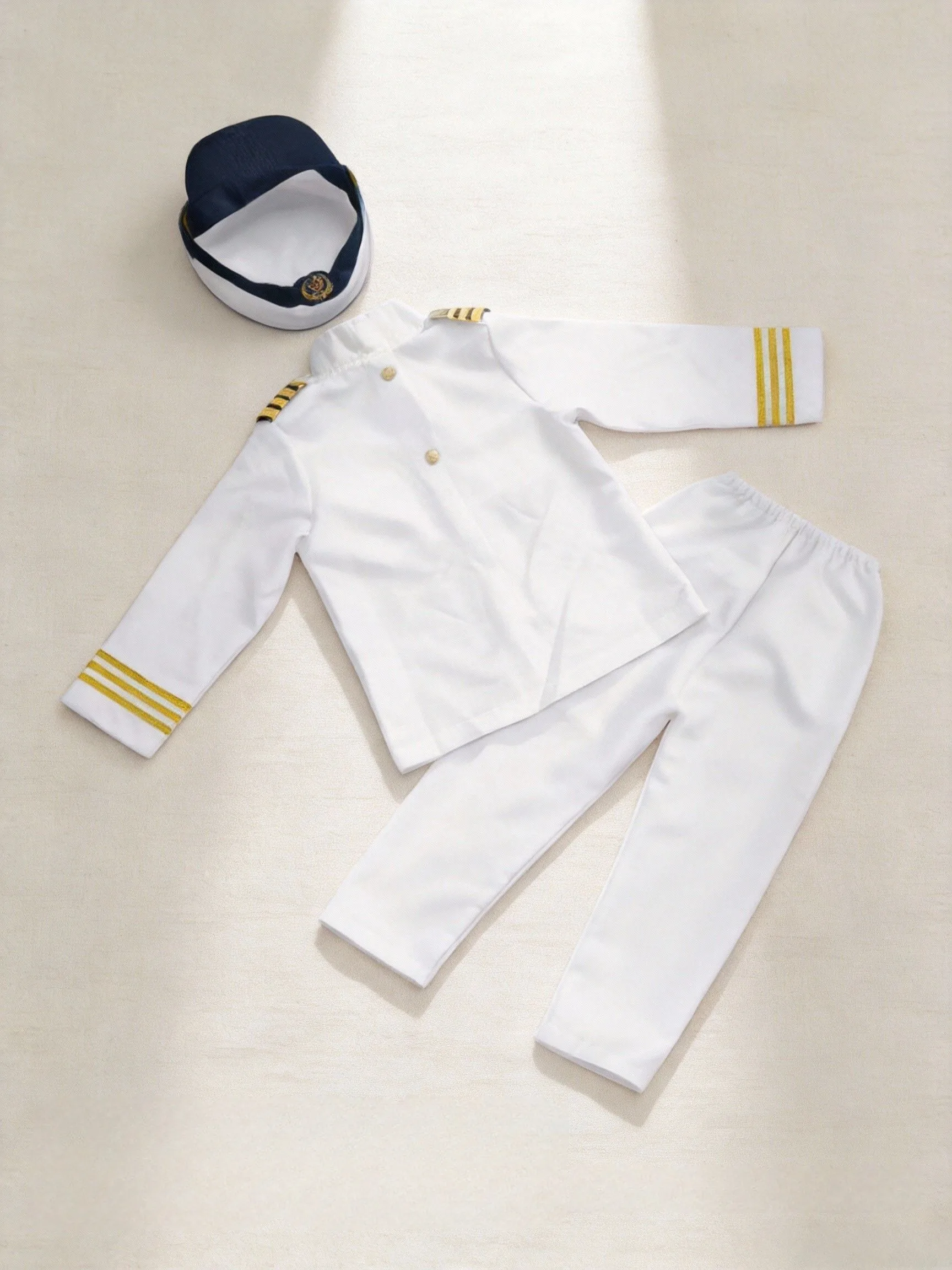 Children sailor uniform set with cap for stage show, holiday dress-up and themed activities view 2