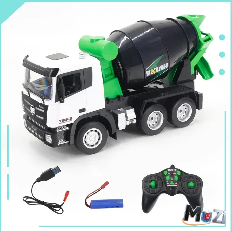 Huina 1557 1:18, camión mezclador con Control remoto de nueve canales, vehículo de ingeniería de simulación, modelo eléctrico, juguete para regalo al aire libre para niños