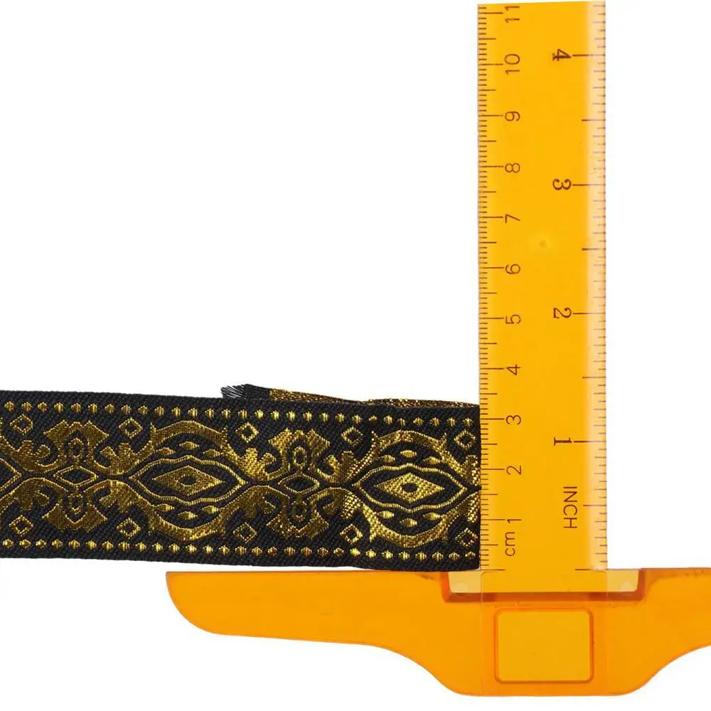 7.6 Yards 1.3 Inch Wide Jacquard Ribbon White Gold Black Gold Woven Ribbon Ethnic Ribbon for DIY Clothes Sewing