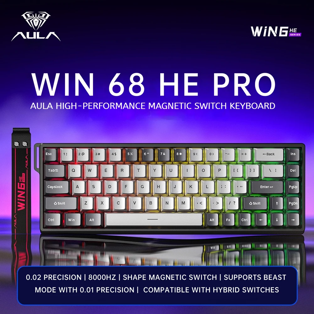 

AULA WIN68HE/60HE Magnetic Keyboard Wired Trigger 8K Return Esports Gamer Customize RGB Mechanical Gaming Keyboard