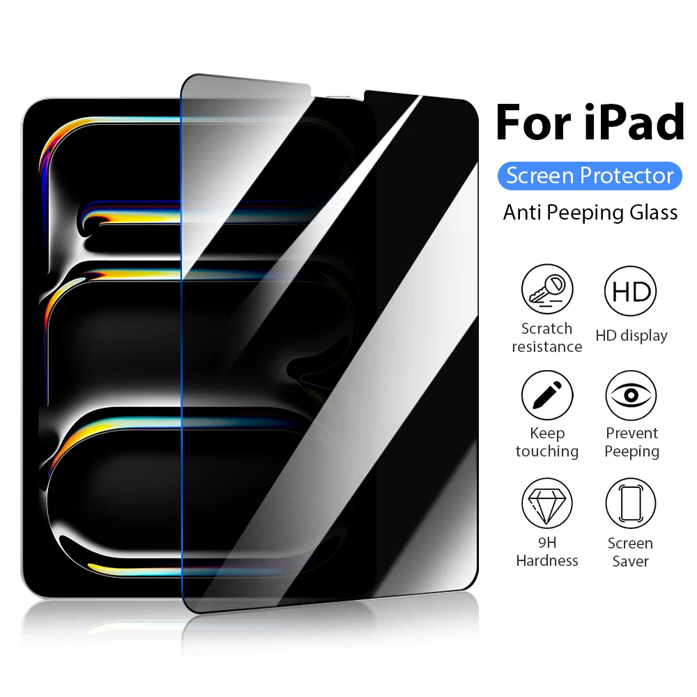 Tempered Glass Screen Protector For iPad Pro 13 11 12.9 2024 M4 Air 5 4 3 2 10 9 9th 10th Gen Mini 6 10.9 10.2 Anti Peeping Film