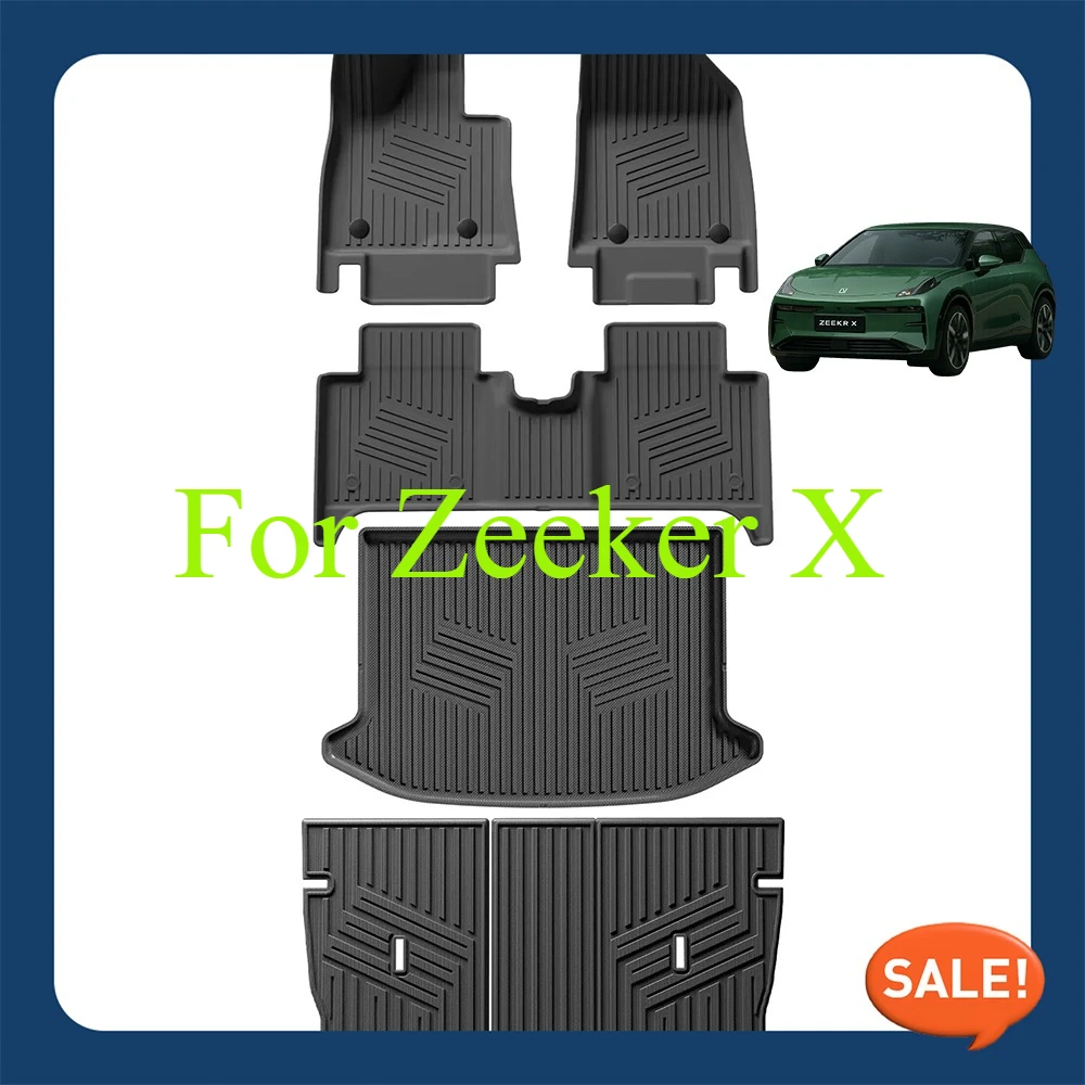 

Для ZEEKR X 2023 2024 5-местные автомобильные коврики, грузовая накладка, коврик на спинку багажника, TPE 3D всепогодные аксессуары
