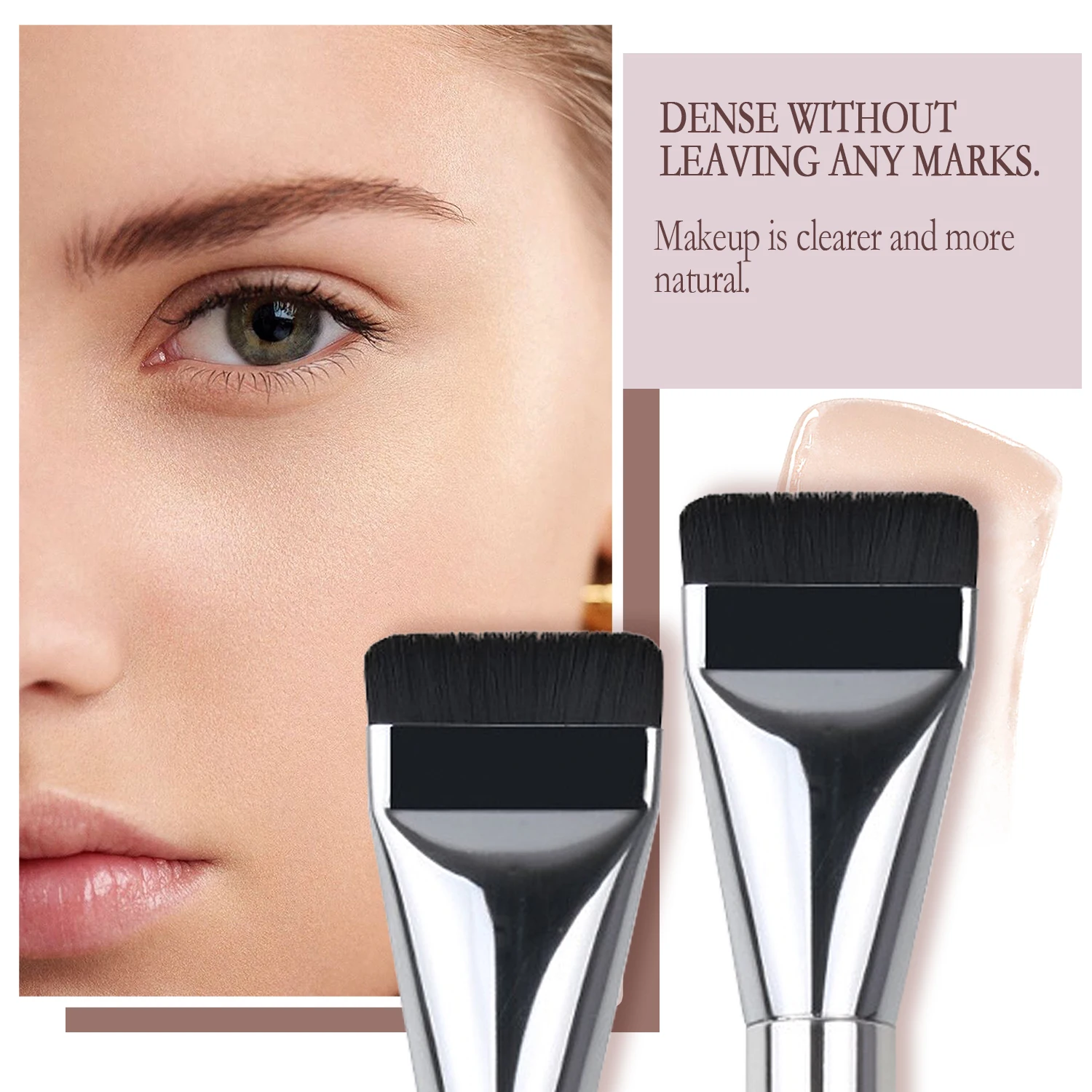 Pennello per fondotinta ultra sottile Pennello per contorno piatto leggero per trucco crema per sfumare il viso - Design sottile per un'applicazione fluida