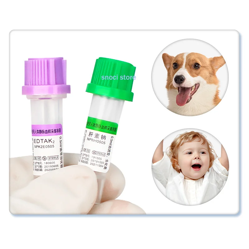 Sterile Micro Blood Collection Tube With EDTAK2 Disposable Anticoagulation Tube For Lab Experiment  0.5ml 1ml 100Pcs/PK