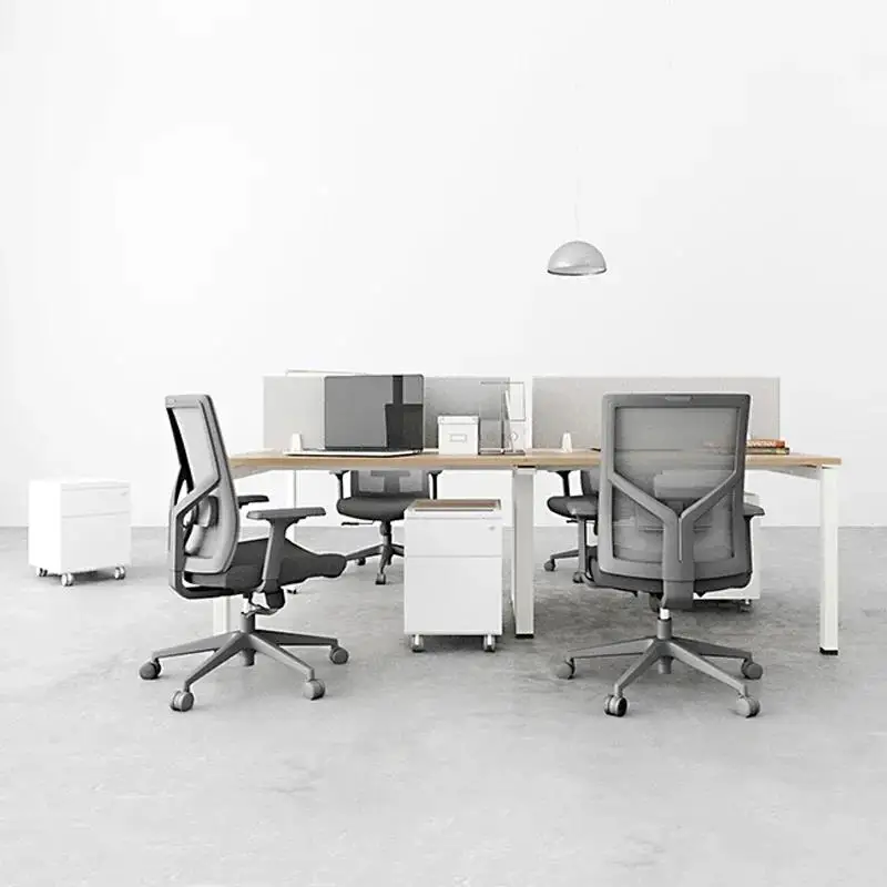 Custom 4-Seater Staff Office Workstation Table Desk Manufactured With Durable Steel Frame And Melamine Material