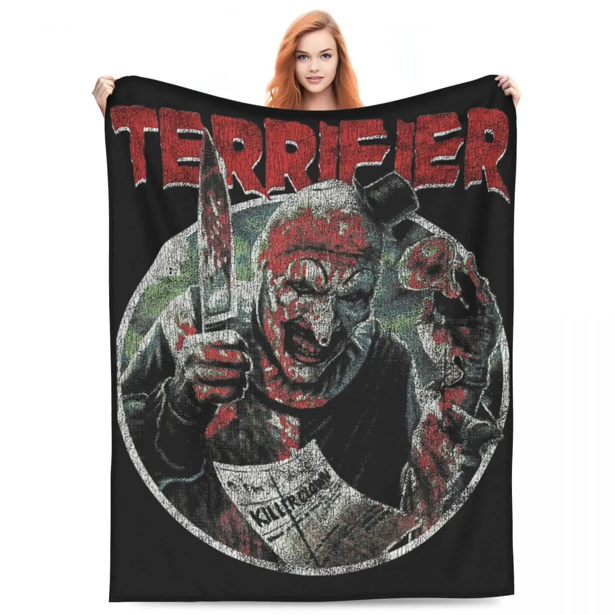 

Terrifier Horror Movie Merch Blanket Flannel Home Scary Throw Blankets Comfortable Super Soft for Bedroom Bedspreads