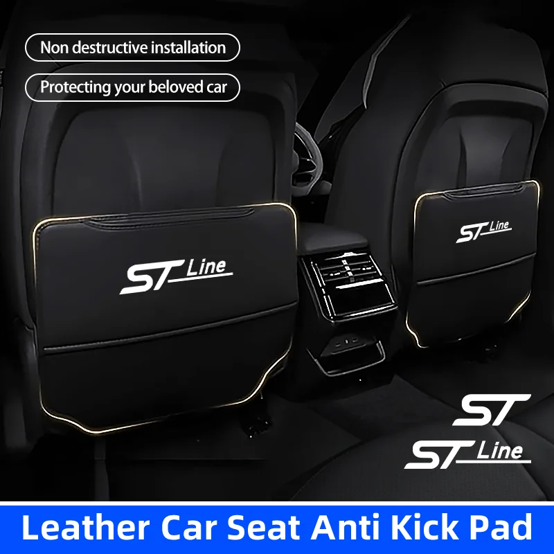 Car Anti-kick Pad Interior PU Leather Auto Seat Back Protector Pad Anti Scratch Back Seat Organizer for Ford ST Line Accessories
