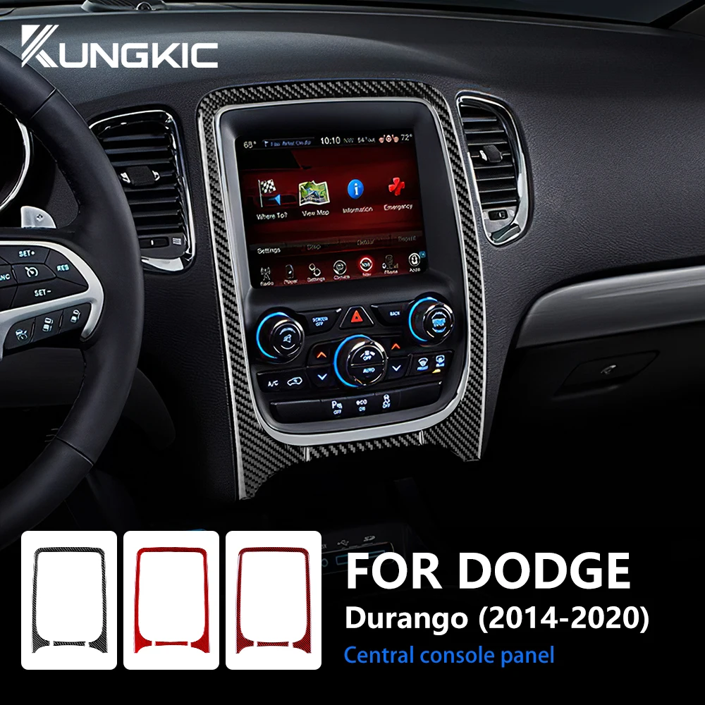 

For Dodge Durango 2014 Real Soft Carbon Fiber Center Console Display Panel Trim – Navigation Screen Cover Interior Decoration