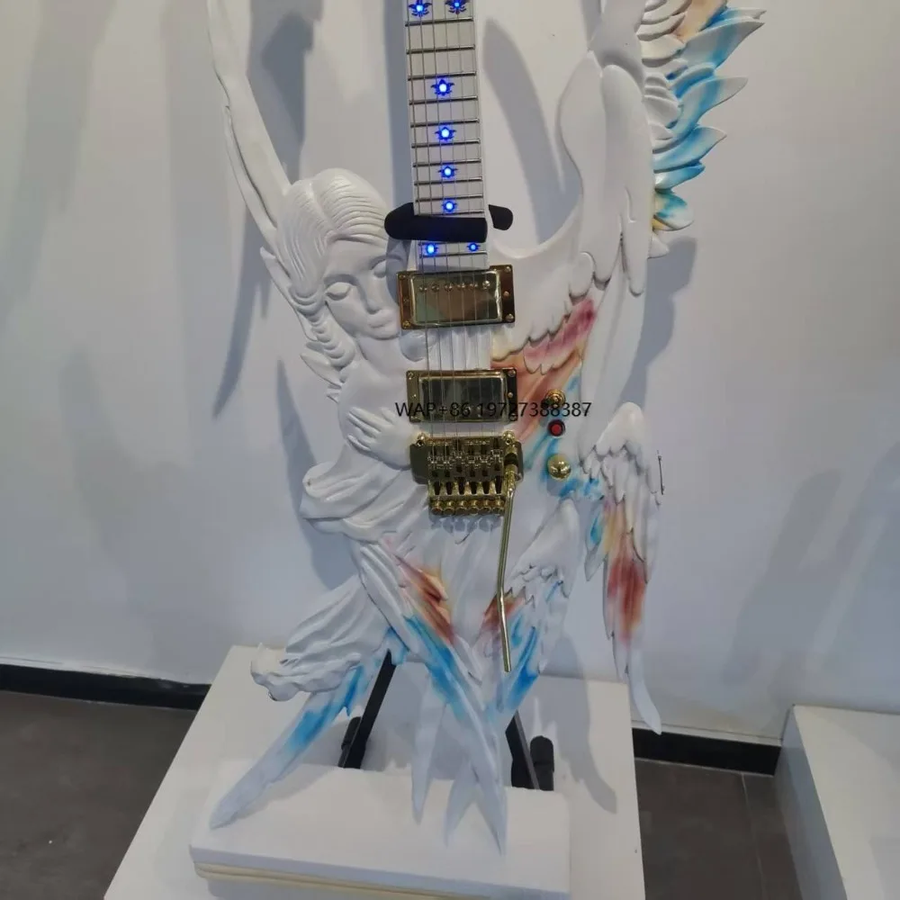 Custom Handcarved Irregular Body Shape Electric Guitar in White