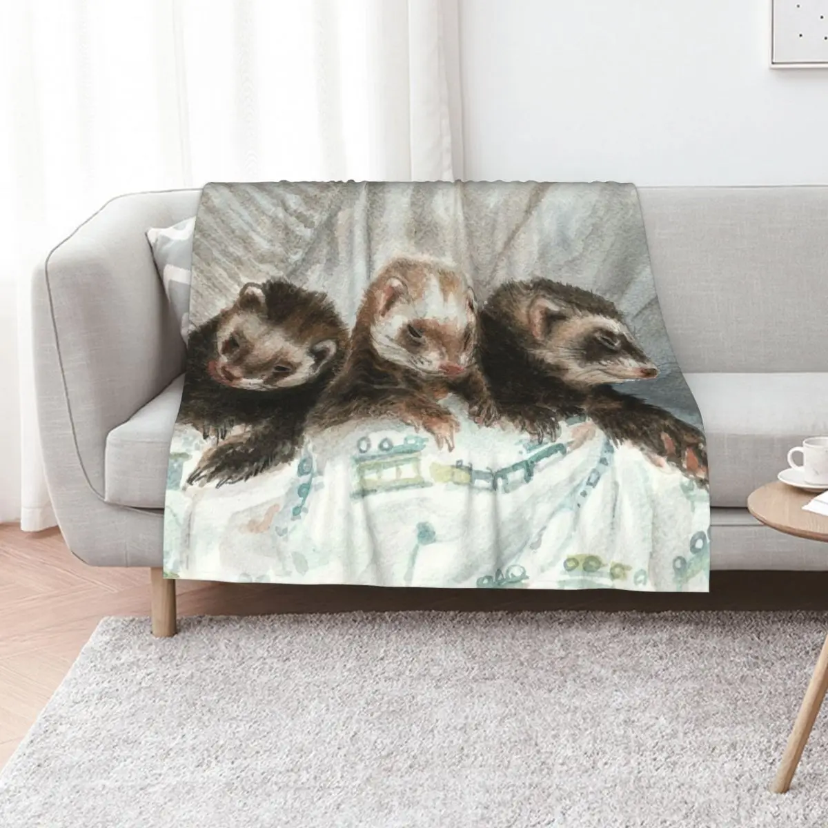 

Lovely ferrets Throw Blanket Flannel Fabric Beach Softest for babies Blankets