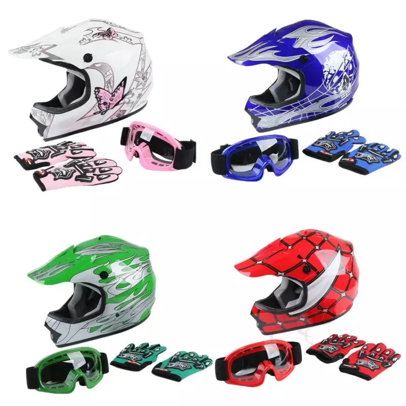 

DOT Youth Kids Helmet Dirt Bike ATV Motocross Off-Road S/M/L/XL Goggles Gloves