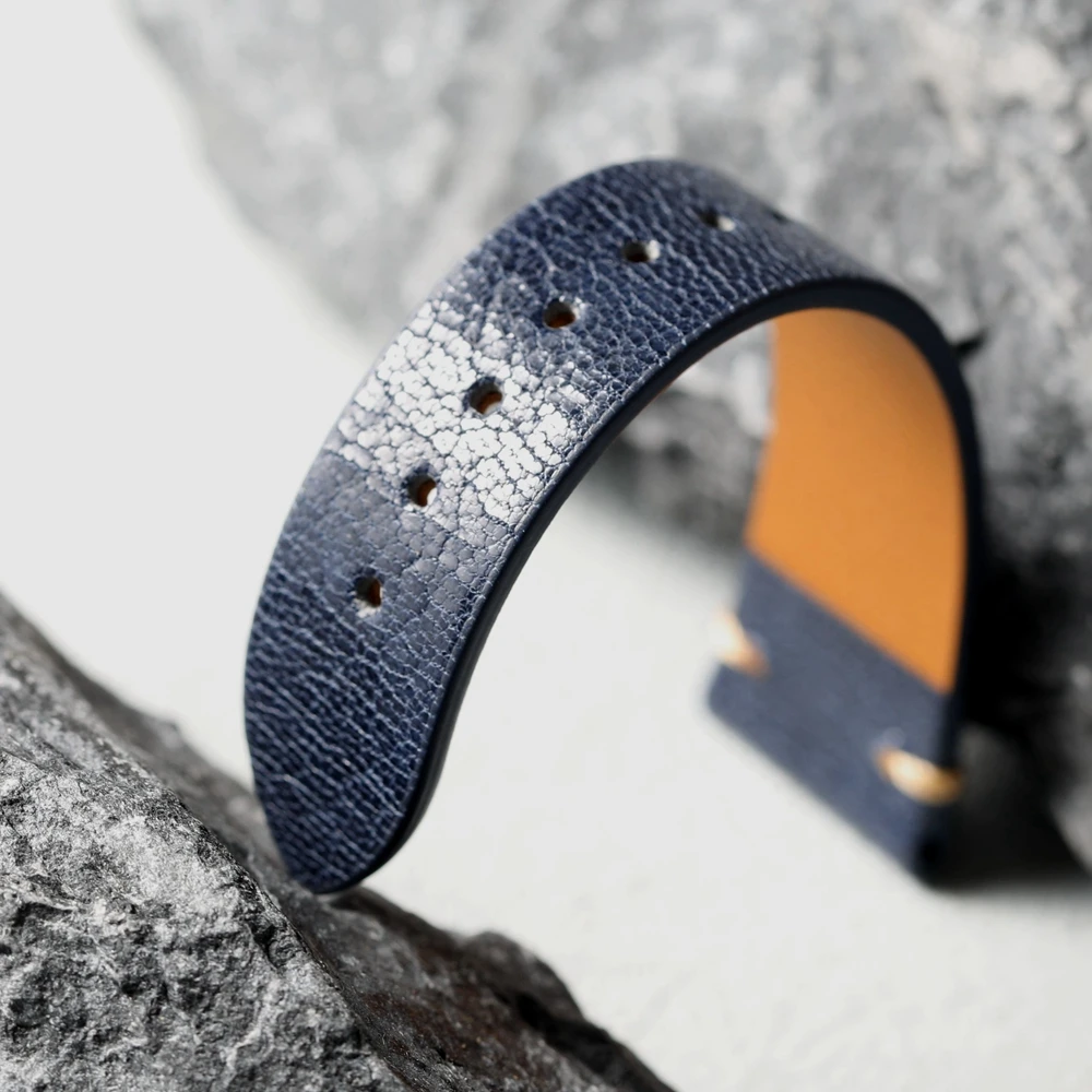Handmade High-end Blue Sheepskin Strap, 18 19 20 21 22MM French Sheepskin Genuine Leather Soft and Ultra-thin Bracelet