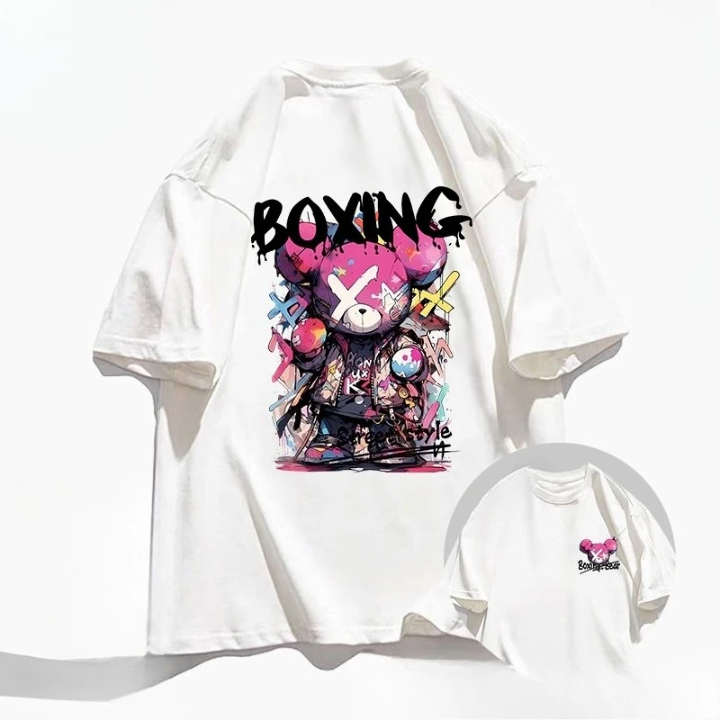 

PLUS Size NASA Joint Cotton Violent Bear Short Sleeve T-Shirt Women's 2025 New Summer Fashion Brand American Loose Casual Top