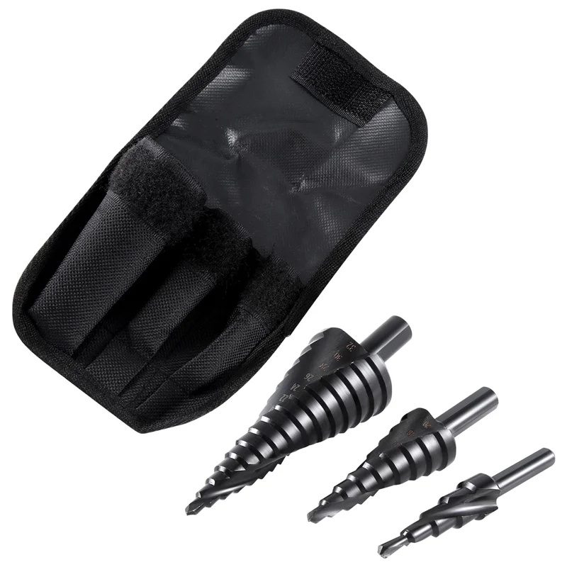 

AEE6-3PCS 4-32MM HSS Cobalt Step Drill Bit Set Nitrogen High Speed Steel Spiral For Metal Cone Triple-Cornered Shank Hole Cutter