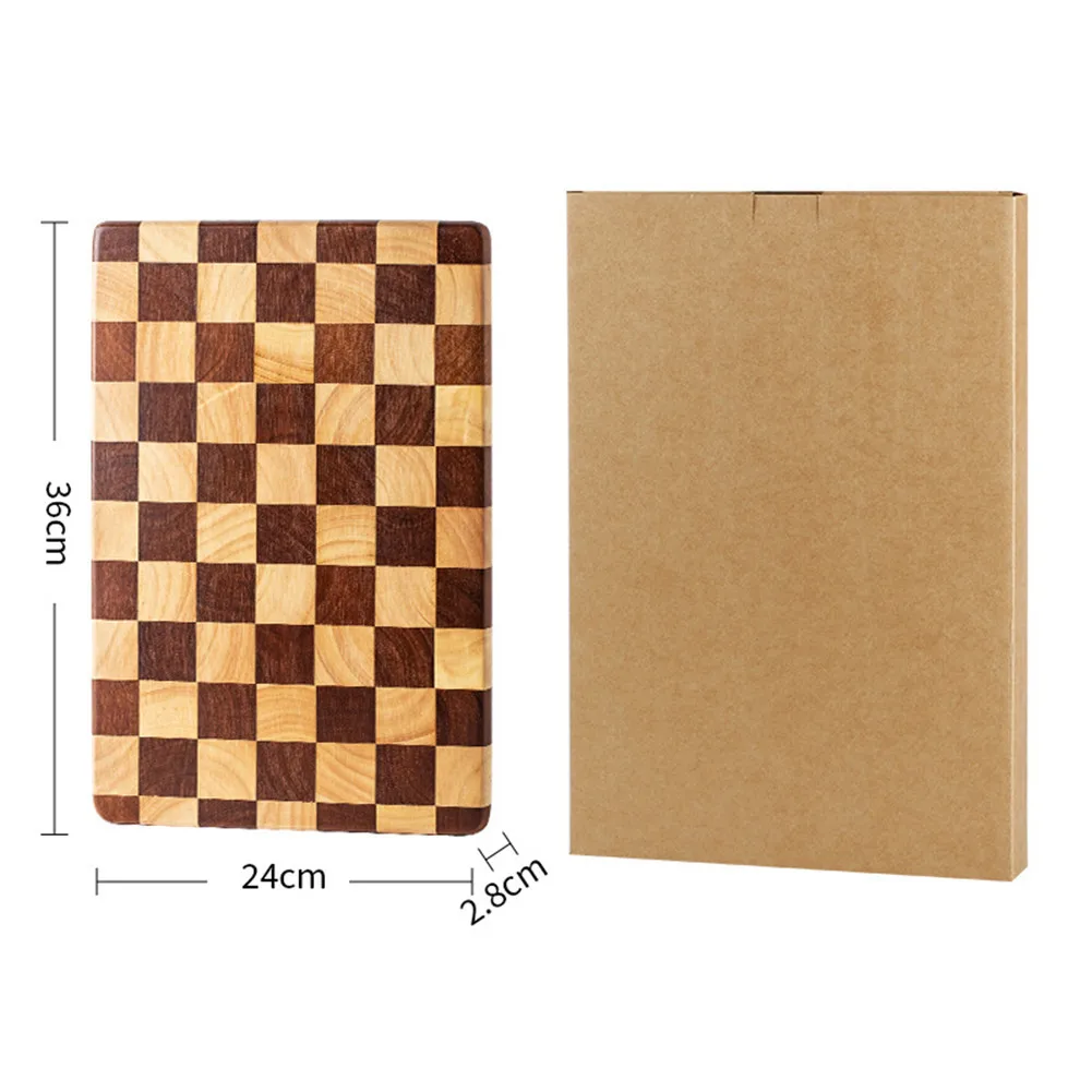 Rubberwood Chopping Board with Clean Checkerboard Design for Efficient Food Prep and Attractive Table Presentation