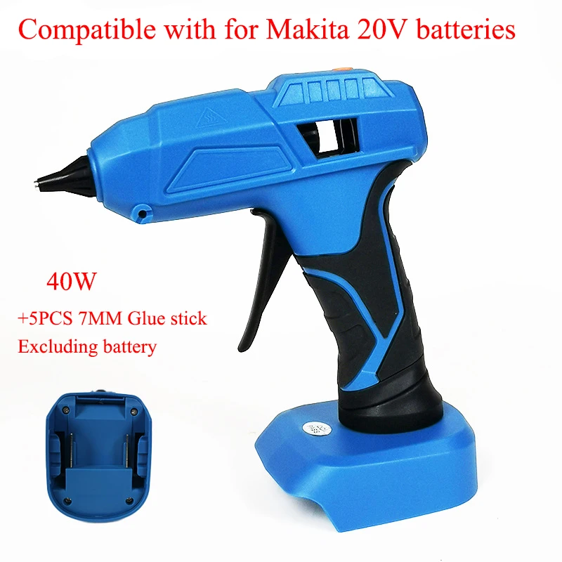 40 W/100 W Cordless Glue Gun Kit Complete with 7/11 Mm Glue Sticks Compatible for Makita/Milwaukee 20 V Lithium-ion Batteries view 6