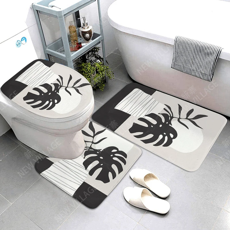 Anti-slip Bath Mat plant Bathroom Rug Shower Mat Decorative Absorbent Foot Mat Entrance Bathtub toilet rug boho Nordic leaf