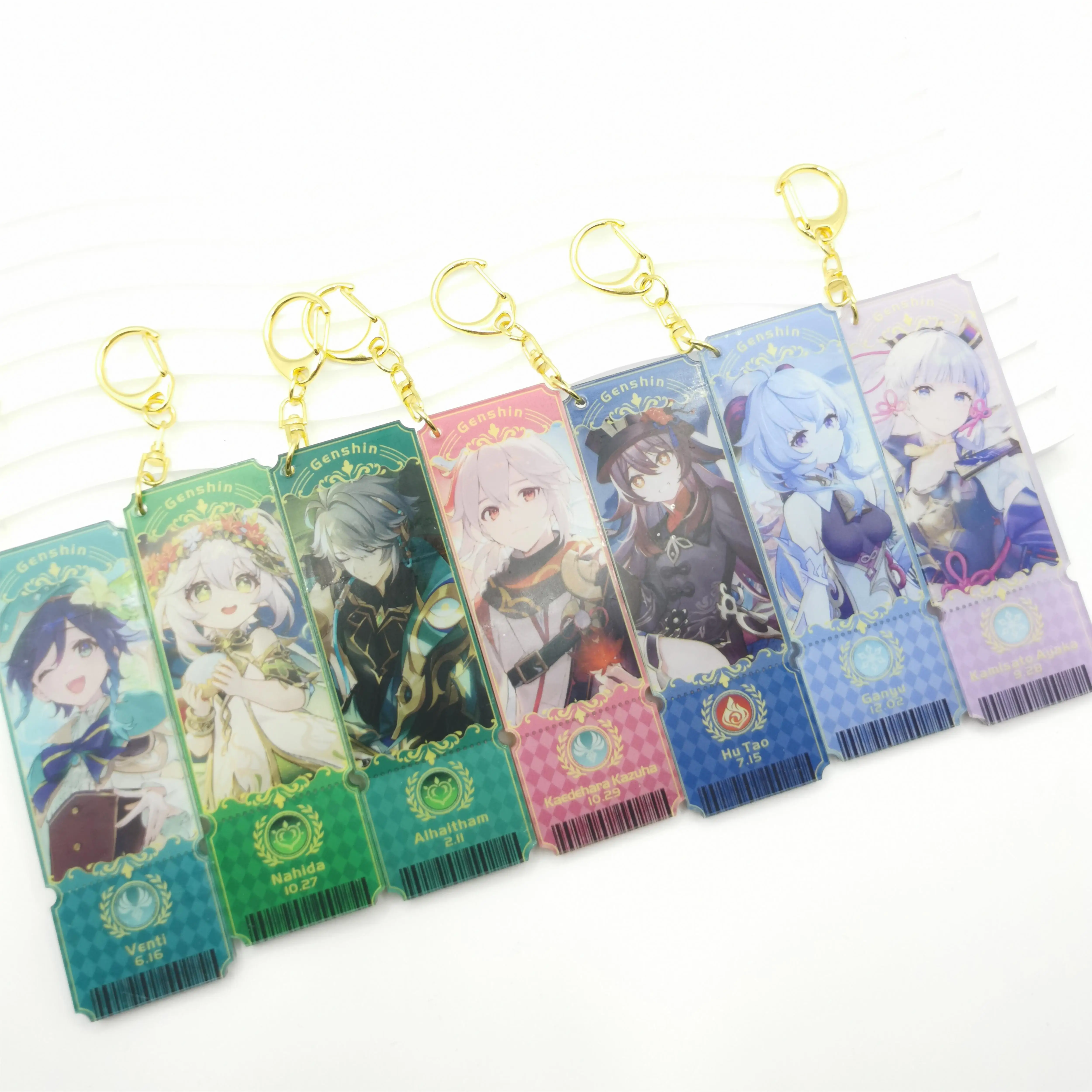 1Pcs  Anime Game Genshin Impact  Alhaitham Venti Keyring Girl\'s Bag Pendant Keychain Accessories  Double-Deck Acrylic Decoration