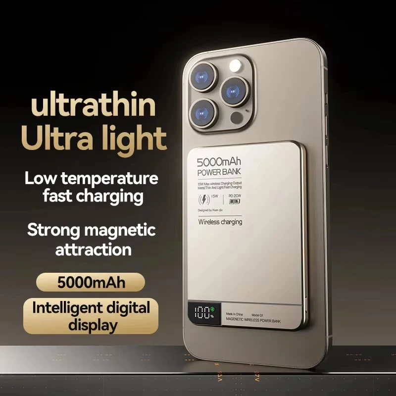 بطارية خارجية من Xiaomi 10000 مللي أمبير في الساعة باور بانك لاسلكي مغناطيسي PD22.5W شاشة ديجيتال شحن سريع لهاتف Magsafe لهاتف iPhone Samsun