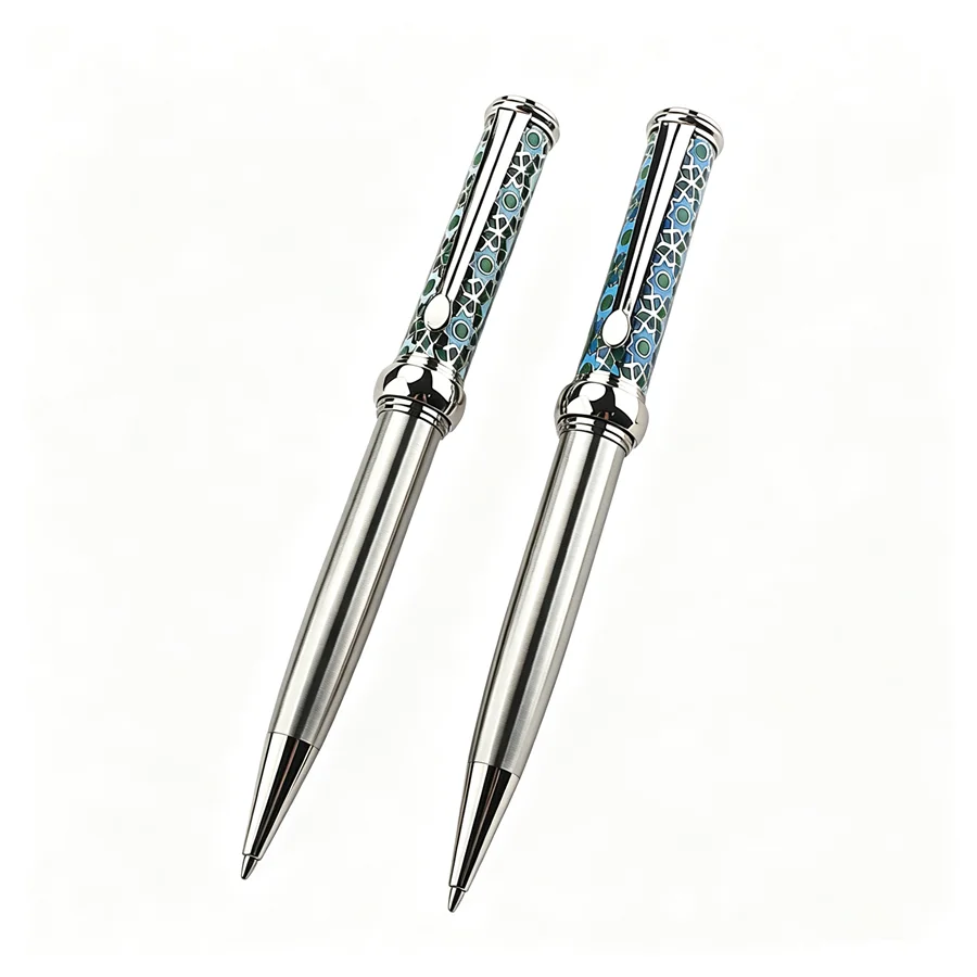 Vintage-Kugelschreiber mit Pfauenmuster, aus Metall, drehbar, luxuriös, elegant, ideal als Geschenk für Geschäftspartner, zum Geburtstag oder als Sammlerstück für Männer und Frauen.