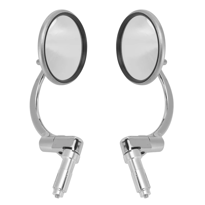 2 Pcs Universal Chrome Round Rearview Mirrors Bar End Side Mirrors For Motorcycle Chopper Scooter Cafe Racer Accessories