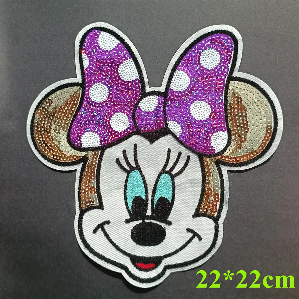 Large Mickey Mouse Flowers for Kids Clothing Patch Stickers Punk Jackets Bag Pants Patches on Denim Embroidery DIY Stickers Badg