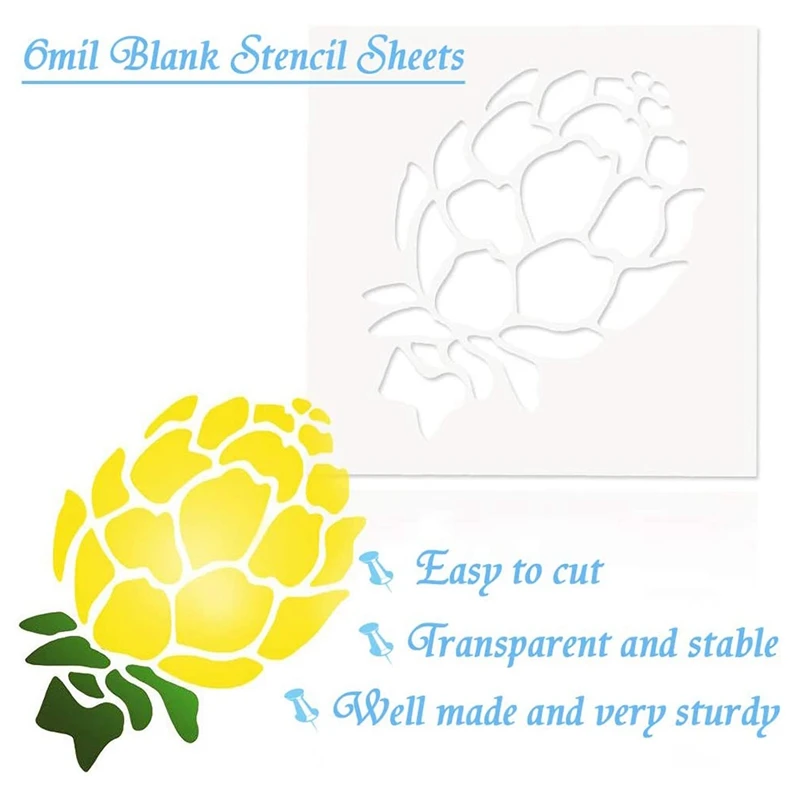 투명 마일라 스텐실 시트, 블랭크 스텐실 재료 시트, 크리컷 및 실루엣 커팅 호환, 12 인치, 20 개