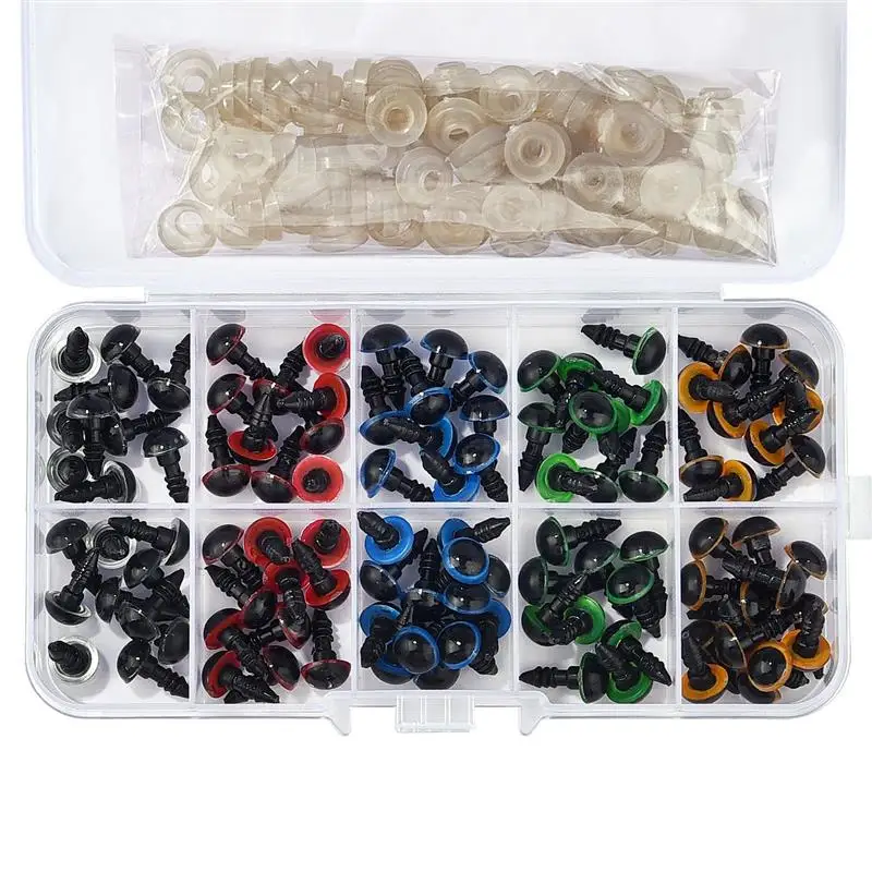 100pcs 10mm Globe Oculaire Accessoires De Poupée En Plastique Noir Sécurité En Peluche Yeux Amigurumi Pour Jouets 6mm 8mm 12mm BRICOLAGE Drôle Jouet