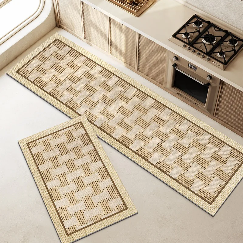 

Kitchen Mat Modern Minimalism Long Strip Runner Rug Non-slip Anti-fouling Oil-proof Kitchen Carpet Home PVC Leather Washable Mat