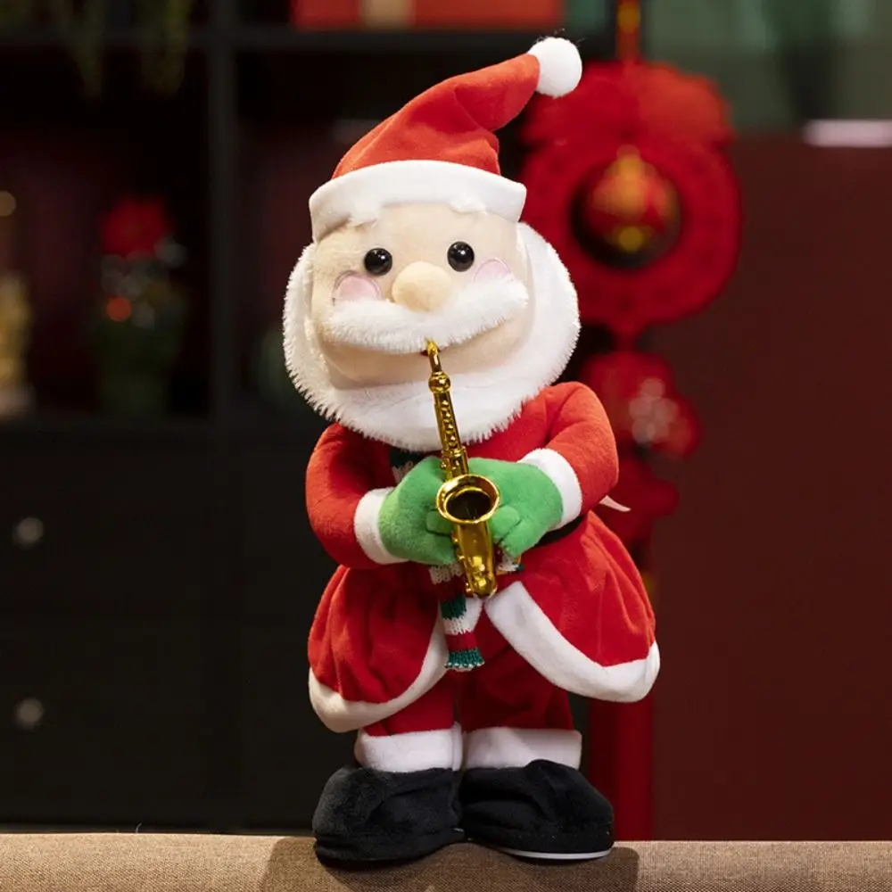 

Cute Santa Claus Christmas 35cm Funny Electric Ornaments Blowing Saxophone Dancing Singing Stuffed Home Decor