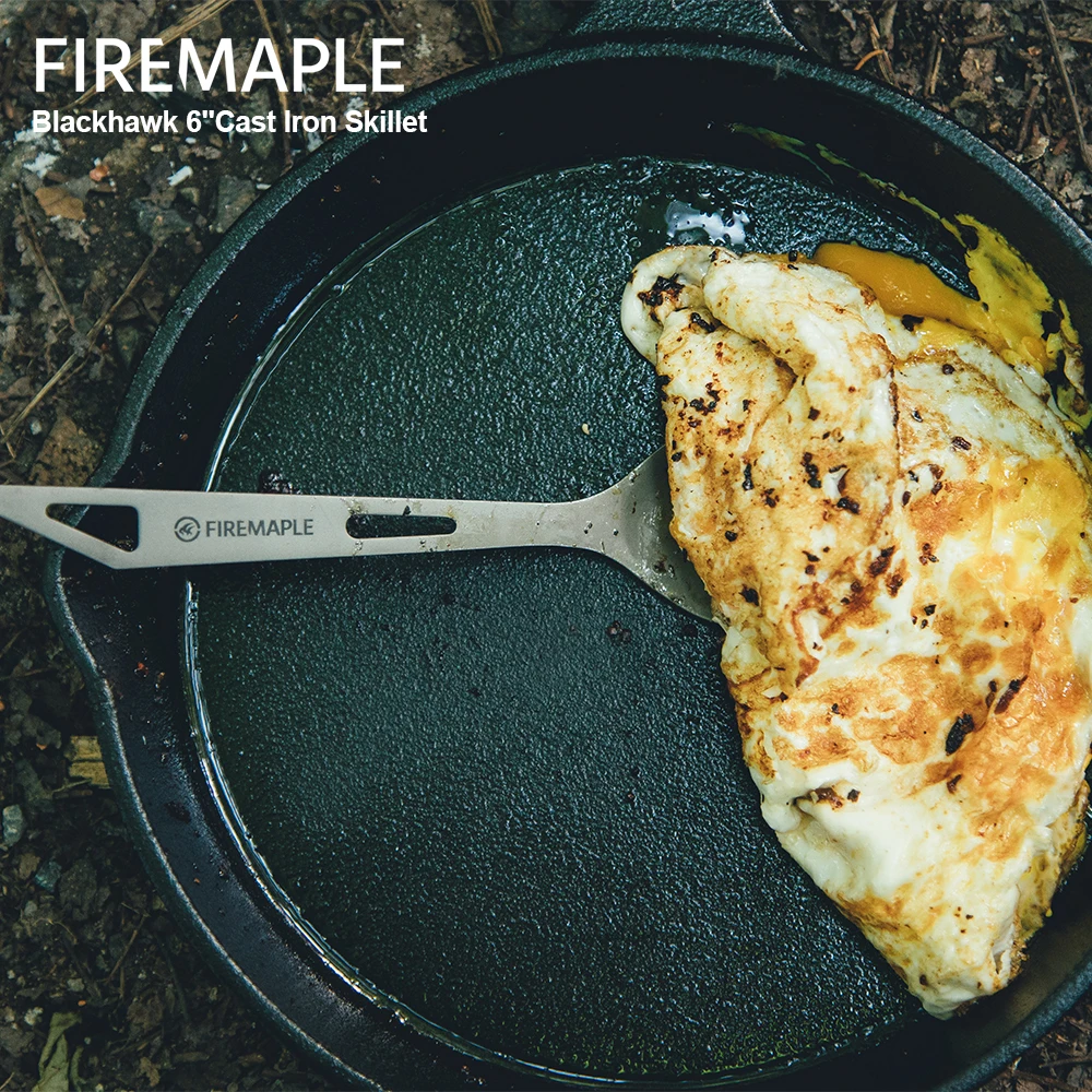 Fire-Maple Blackhawk 6\'\'Cast Iron Skillet Mini Saucepan Camping Outdoor Steak Round Omelet Frying Pan