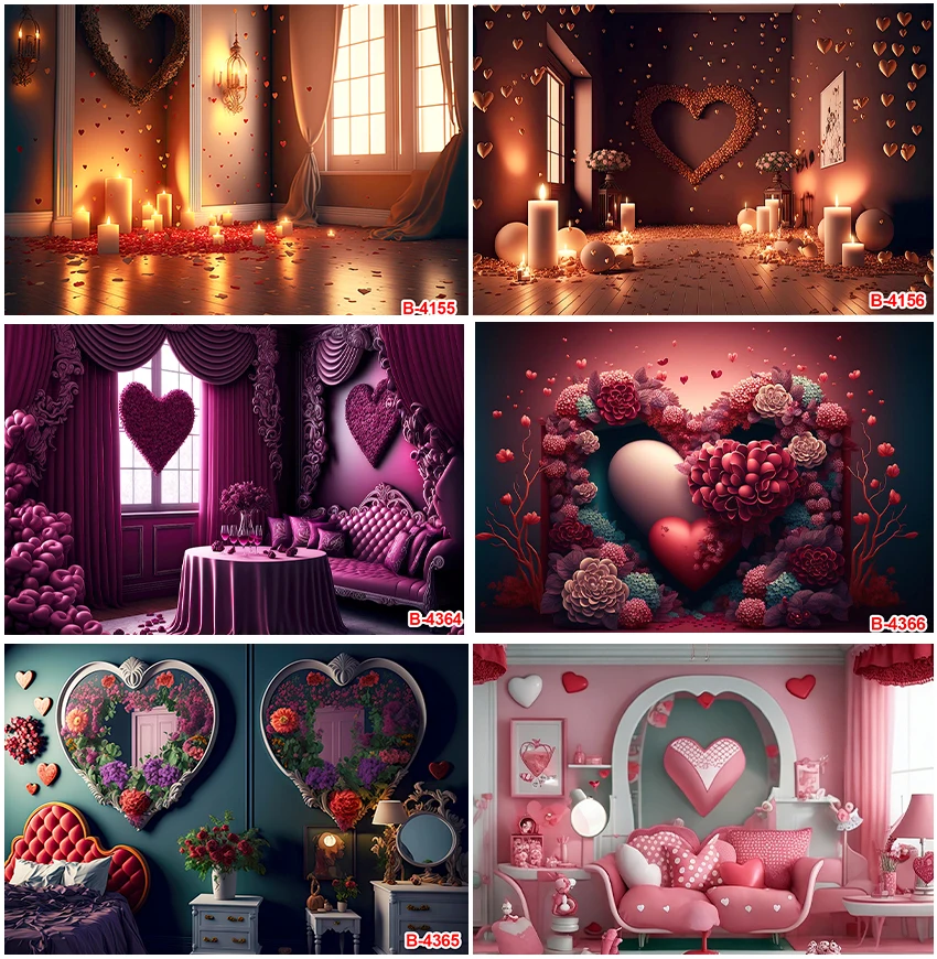 

Candle Light Romantic Scenic Photography Backdrops For Valentine's Day Happy Birthday Cake Smash Floral Love Interior Background