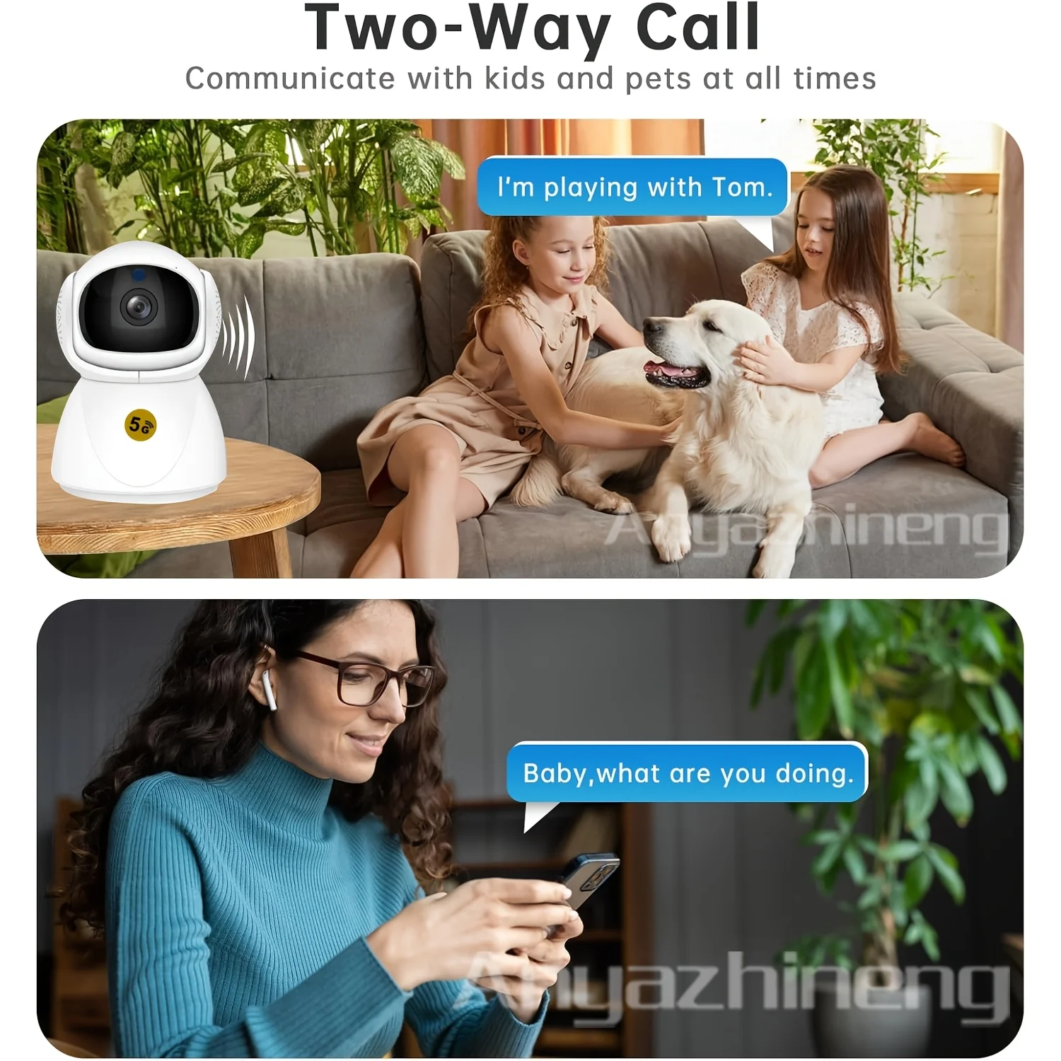 جهاز مراقبة الطفل اللاسلكي الذكي الدوار مع دوران PTZ وصوت ثنائي الاتجاه يظهر عن بعد حالة منزلك