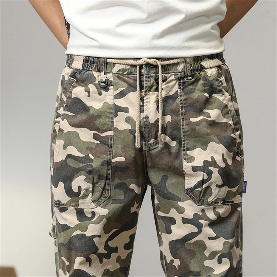 Camo Pants Men Joggers Cargo Pants 2023 New Spring Multiple Pockets Camouflage Trousers Male Elastic Waist Cotton Pants