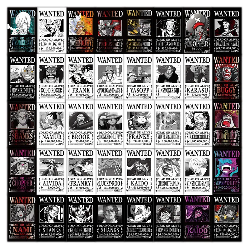 50 stks Anime Een Stuk Gezocht Posters Stickers Cool Graffiti Decals Diy Telefoon Koffer Laptop Koelkast Wanddecoratie Sticker Speelgoed