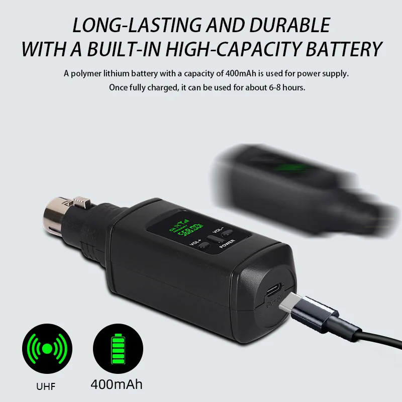 نظام ميكروفون لاسلكي جيد UHF جهاز إرسال واستقبال XLR لاسلكي للميكروفونات الديناميكية، أنظمة صوت PA للجيتار
