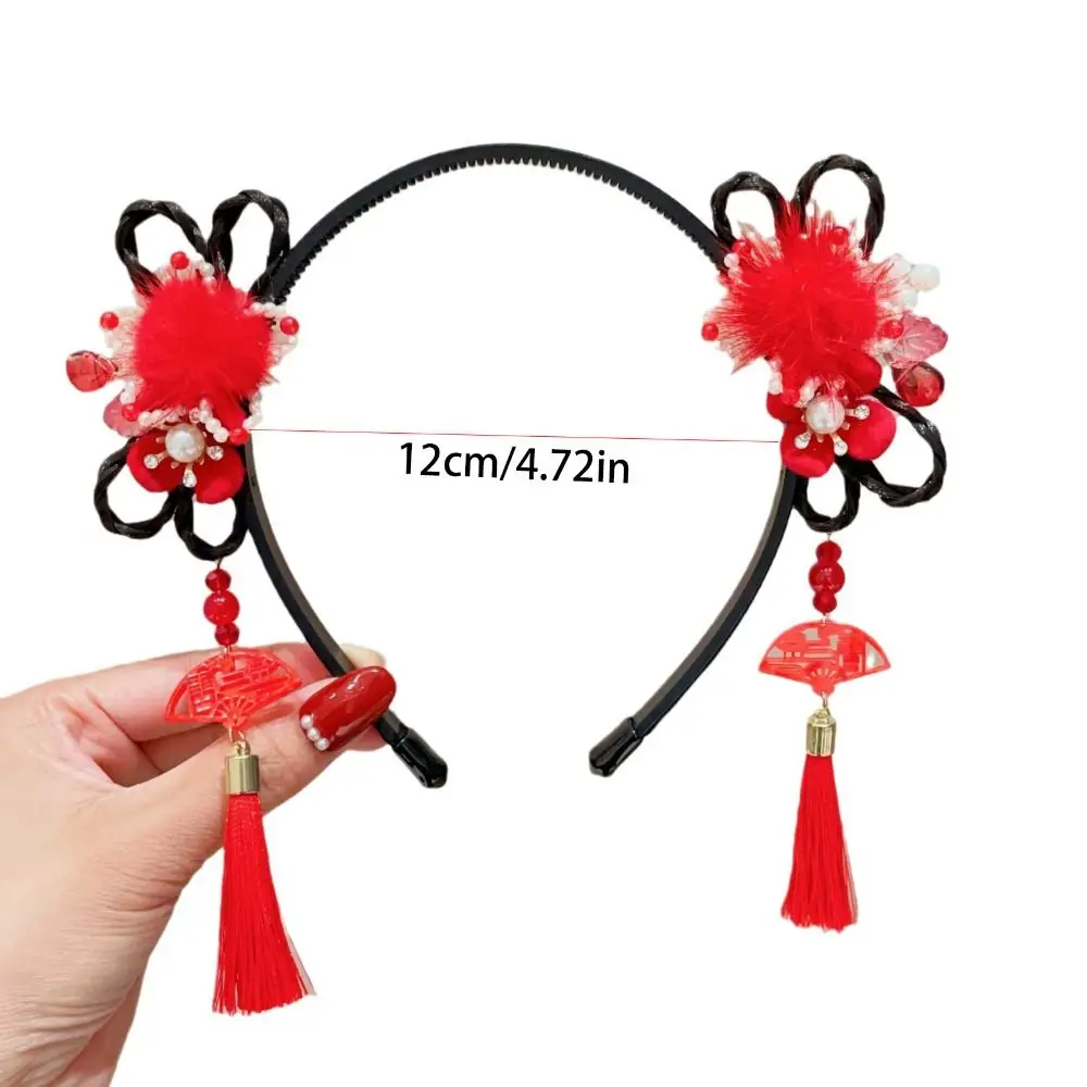 Blume Kinder Perücke Stirnband Quaste Tang-anzug Haar Hoop Hanfu Haar Sticks Alten Stil Mädchen Haar Zubehör