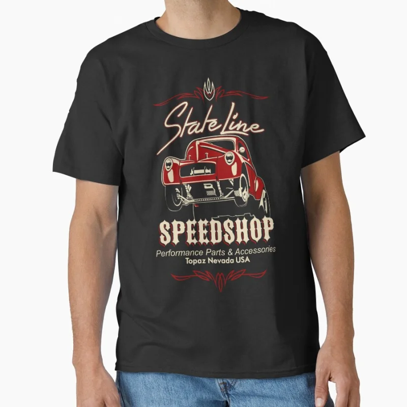 

State Line Speed Shop Route 66 Americans highway The Mother Road USA road trip gift T-shirt Large size Adult Tops S-6xl