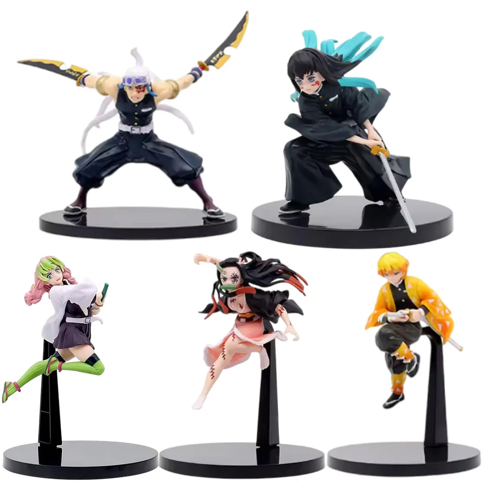 12-20cm Hot Anime Demon Slayer Figur Nezuko Tanjiro Zenitsu Inosuke Anjuro Giyuu Kawaii Qposket Figural PVC Modell und ys Tech ft