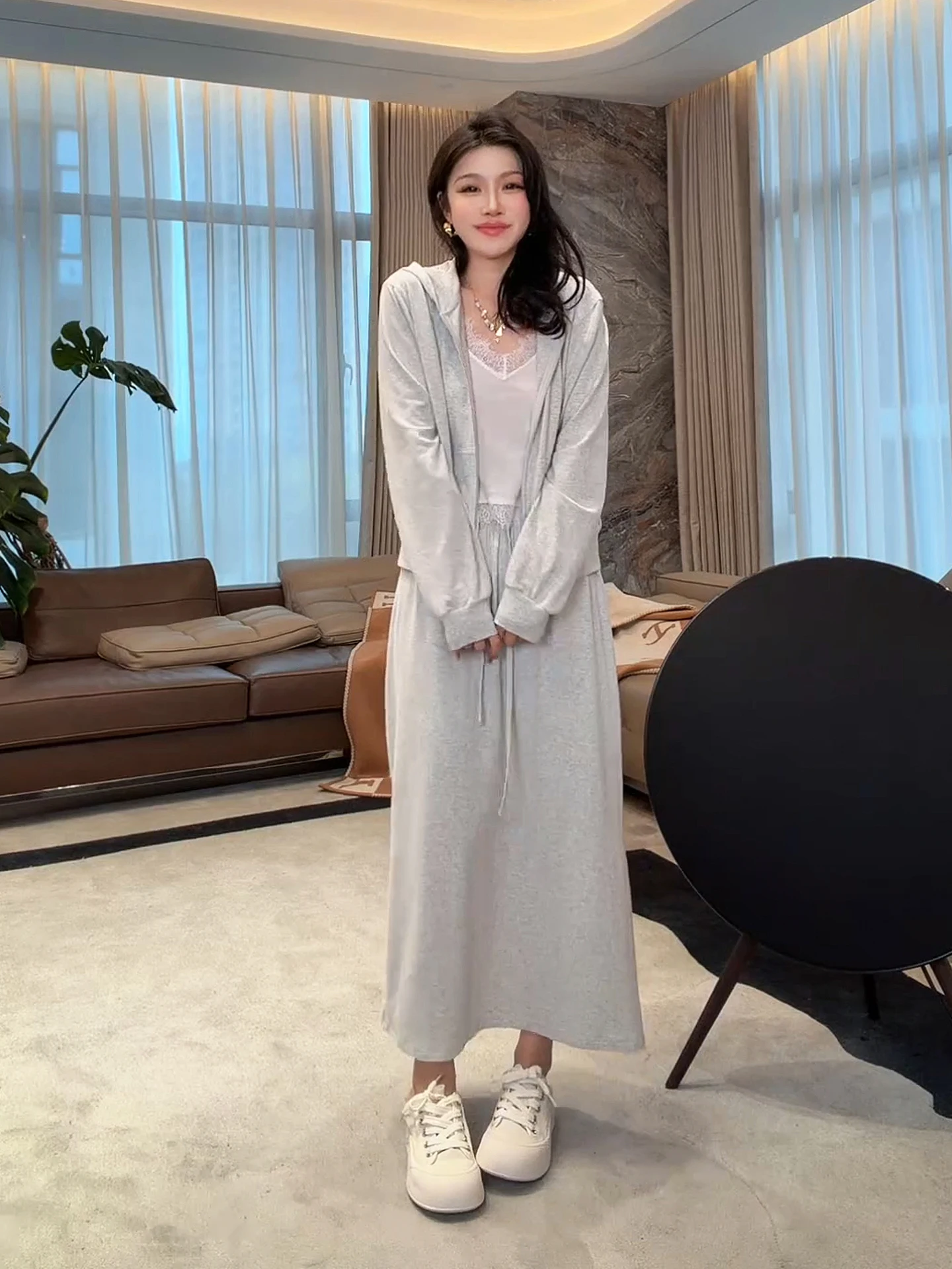 

Fashionable Loose Women's Set Spring New Style Ageless Elegance Slimming Trendy Cotton Blend Long Sleeve Seven-Piece Pants