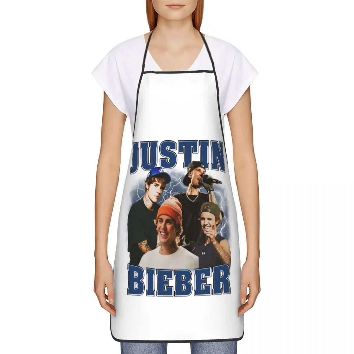 مخصص للجنسين مغني الراب جاستن بيبر المطبخ الشيف الطبخ الخبز المئزر النساء الرجال Tablier المطبخ للبستنة #2