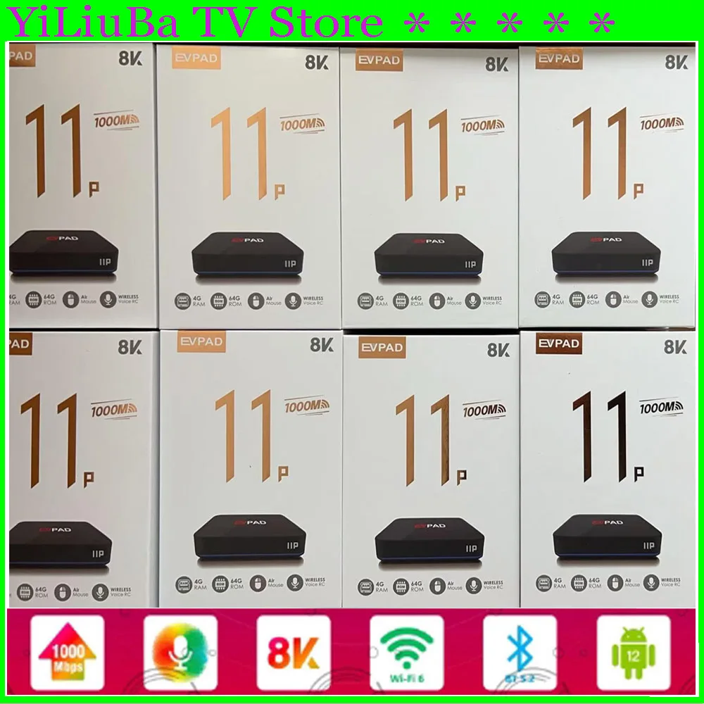 [أصلي] EVPAD 11P الإصدار العالمي صندوق تلفزيون آسيا Android12 4G 64GB 8KUHD 1000M الساخن في سنغافورة JP كوريا تايلاند الولايات المتحدة الأمريكية المملكة المتحدة كندا